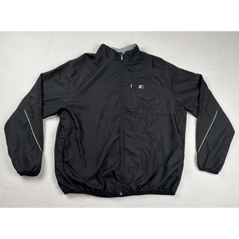 Starter Men's Black Windbreaker Jacket Full Zip Size L Lightweight